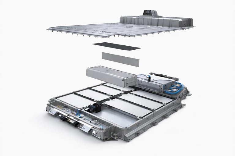 Bateria de carro elétrico Renault Megane E-Tech em estrutura interna
