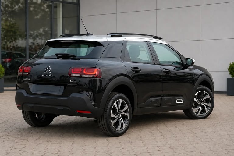Cactus 2022 traseira lateral em showroom comparativo com HR-V 2022