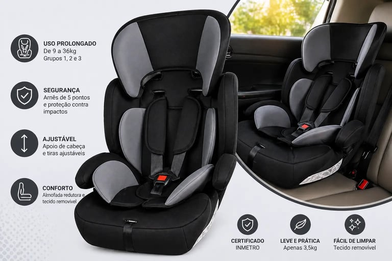 cadeirinha infantil styll baby 9 a 36kg segura e ajustavel para carro