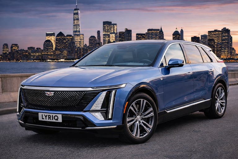 Cadillac Lyriq SUV elétrico de luxo da Cadillac em cenário urbano moderno