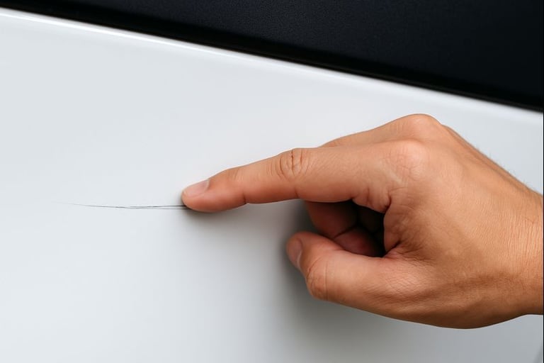 teste da unha em arranhão veicular