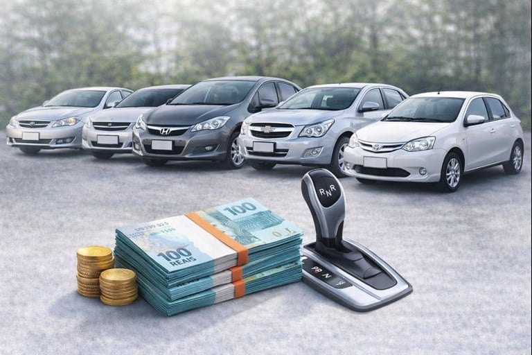 imagem ilustrativa varios carros automáticos lado a lado 