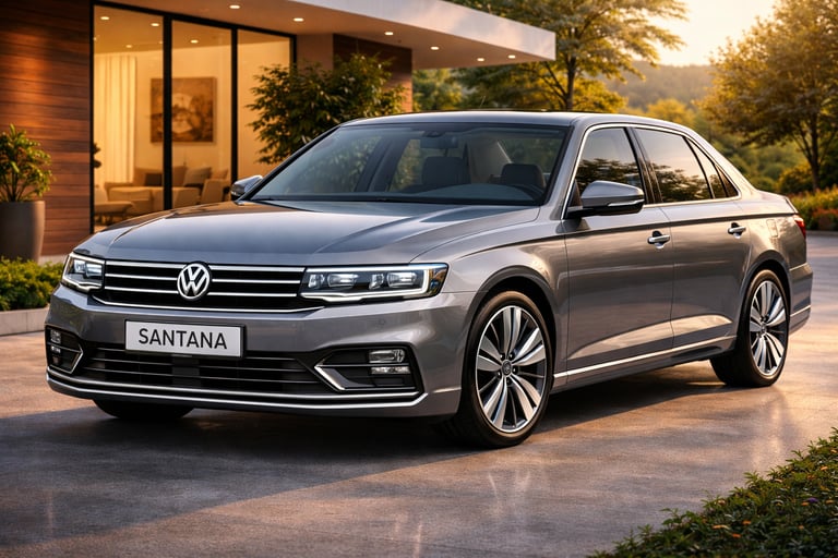 comparação entre vw Santana clássico e vw Santana conceito 2026 mostrando evolução de geração