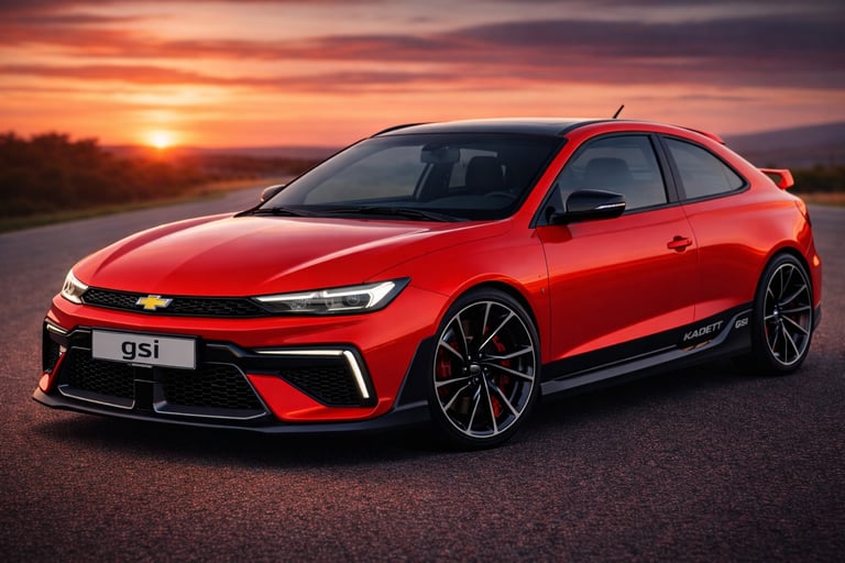 Kadett GSI conceito 2026 duas portas em vermelho esportivo com visual moderno