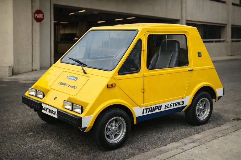 Gurgel Itaipu Elétrico representando as marcas de carros brasileiras pioneiras em mobilidade elétric
