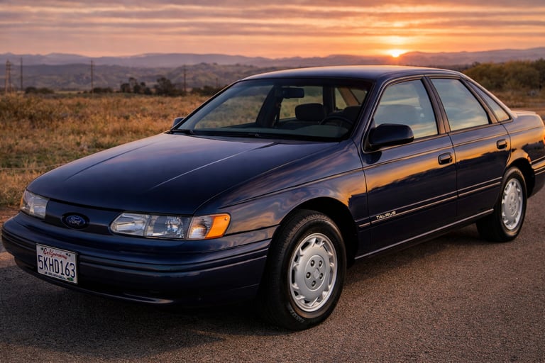 Ford Taurus azul 1990, exemplo de carros antigos da Ford.