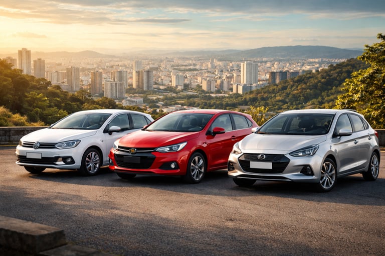 Hatchs mais roubados na região Sudeste 2025 como Volkswagen Gol, Chevrolet Onix e Hyundai HB20