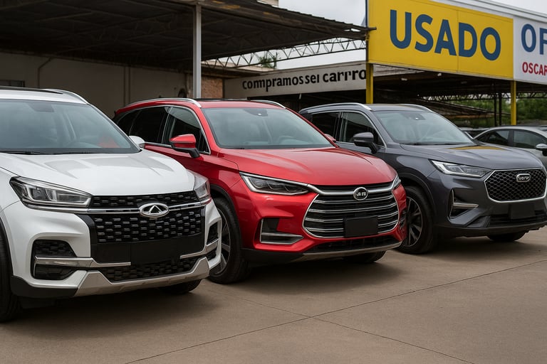 Interior de SUV chinês usado com painel digital e multimídia em destaque