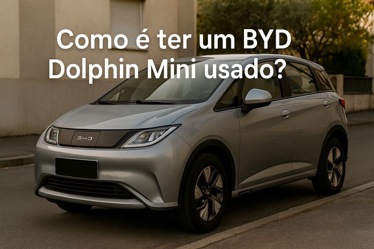 BYD Dolphin Mini prata estacionado em rua residencial