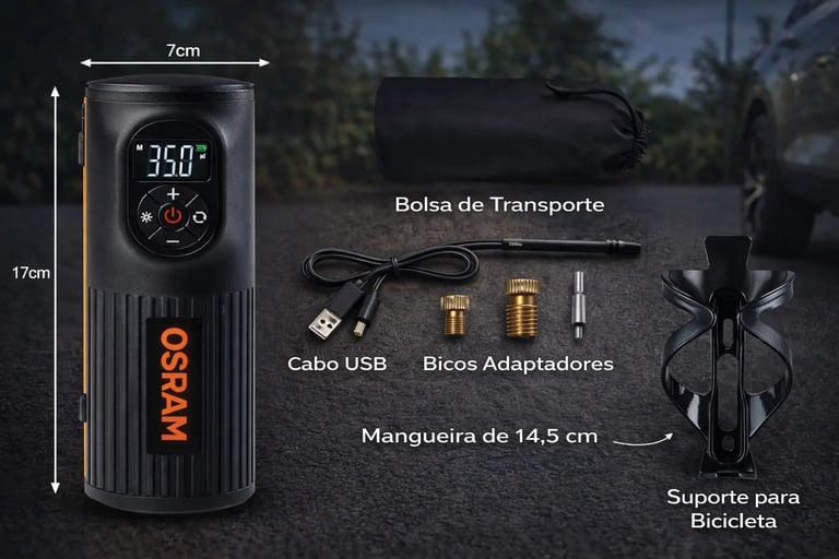 compressor portátil OSRAM TYREinflate 2000 com acessórios