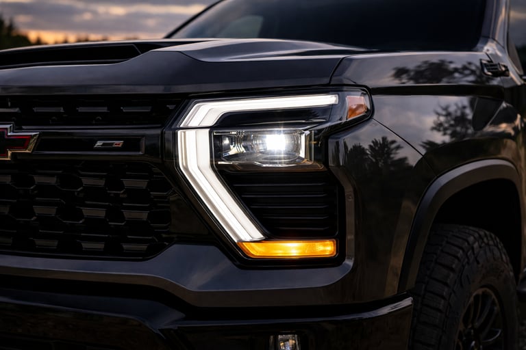 Farol com iluminação adaptativa da pickup GM Silverado 2027