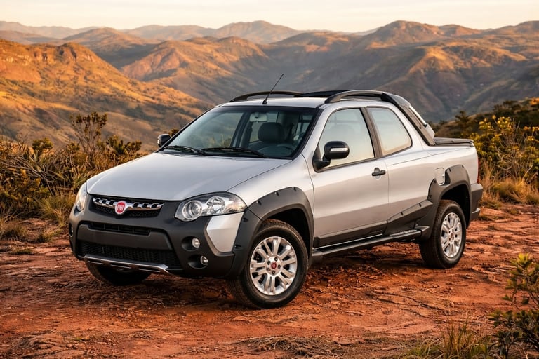 Fiat Strada em terreno off-road mostrando resistência e robustez no uso real