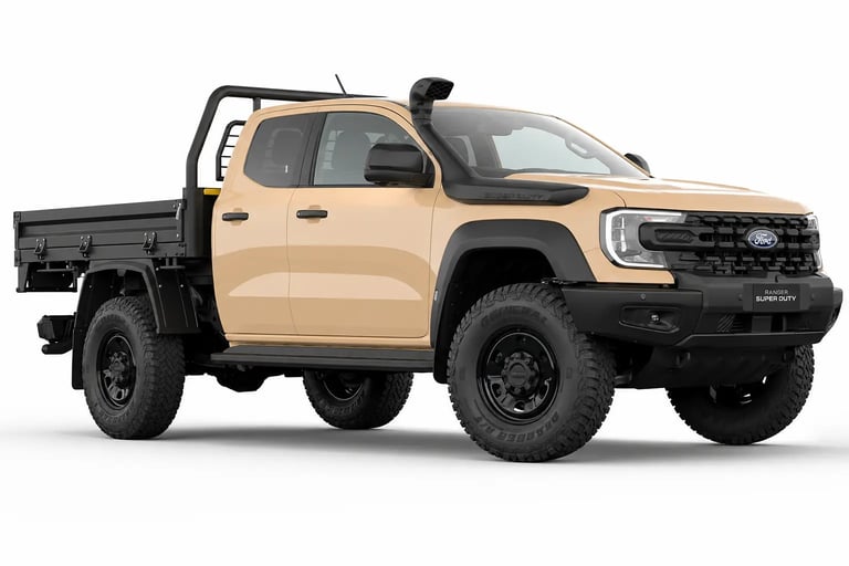 Ford Ranger Super Duty em estúdio com carroceria reforçada e visual robusto