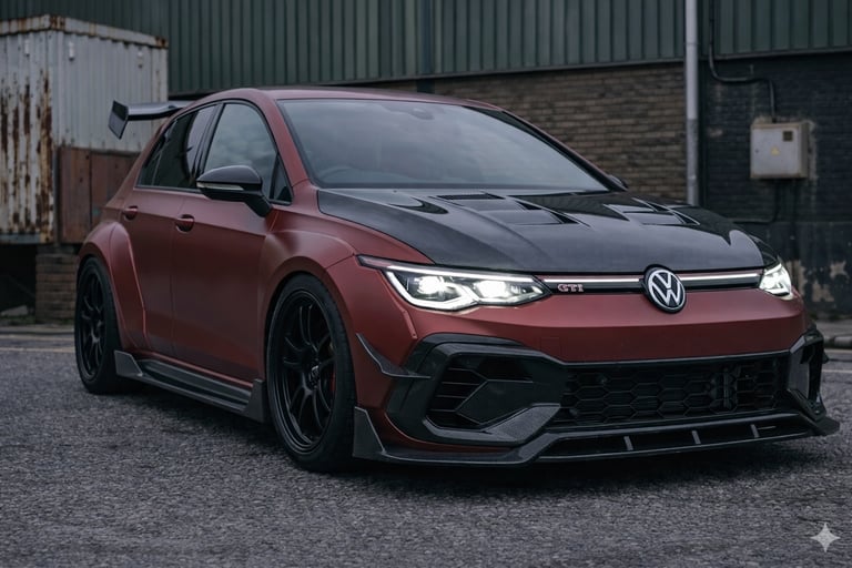 frente do Golf GTI Monster renderizado com visual agressivo inspirado no GR Yaris