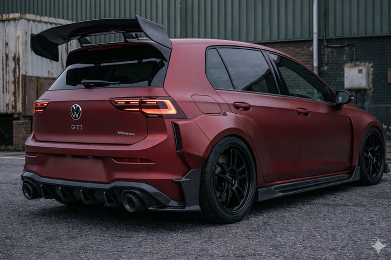 traseira do Golf GTI Monster renderizado com visual agressivo e inspiração no GR Yaris