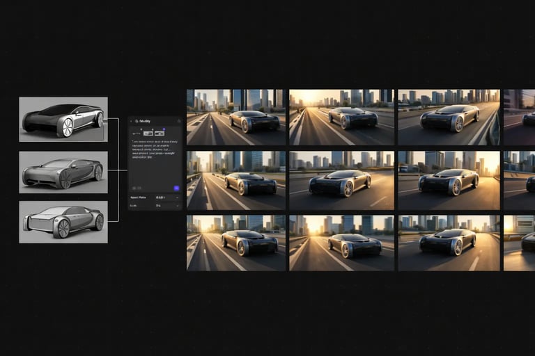 processo da IA da GM transformando rascunhos em carros reais com geração de imagens automotivas