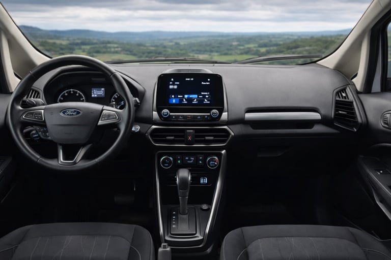 Interior do Ford EcoSport 2018 automático com central multimídia e painel moderno