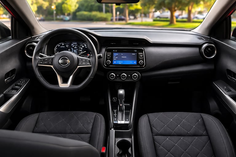 Interior do Nissan Kicks 2018 usado com painel e central multimidia do SUV