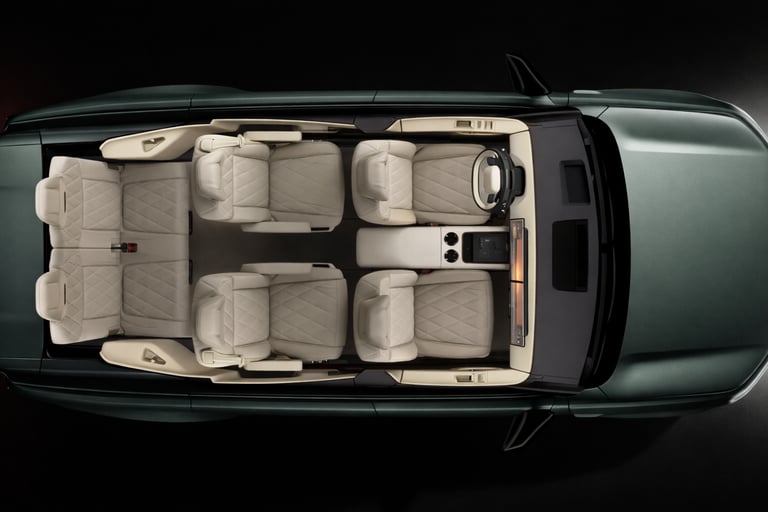 interior do SUV Volkswagen ID ERA 9X com 6 lugares e design premium