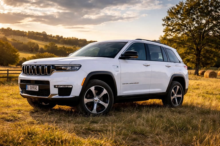 Jeep Grand Cherokee em campo aberto ao pôr do sol representando crescimento de vendas da Stellantis