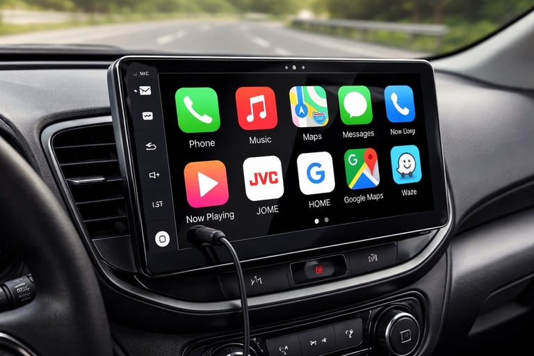 multimidia flutuante carro com carplay android auto tela grande painel carro usado instalado