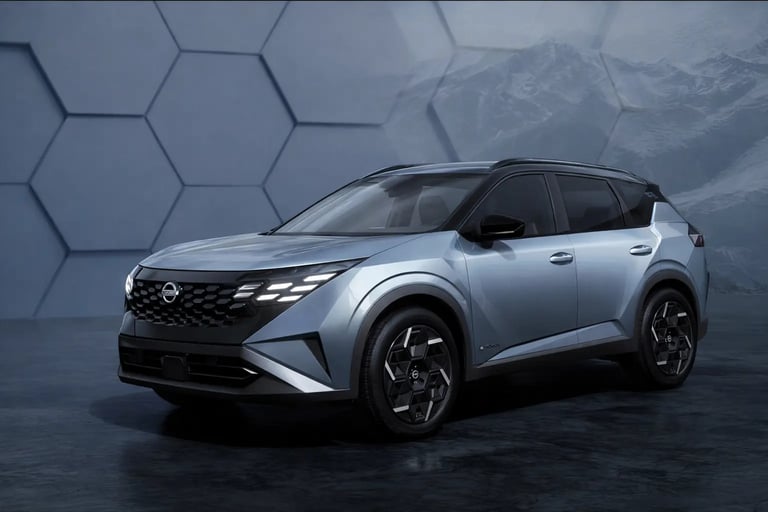 Nissan SUV moderno com design futurista e tecnologia hibrida representando nova fase da marca
