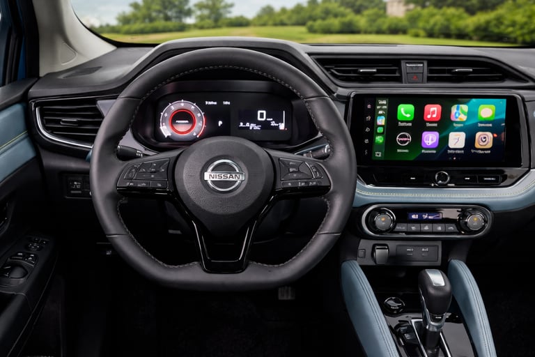 interior do Nissan Versa 2027 com multimídia atualizada