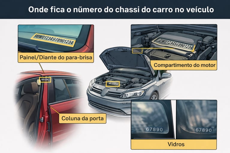 onde fica o numero do chassi do carro no veículo