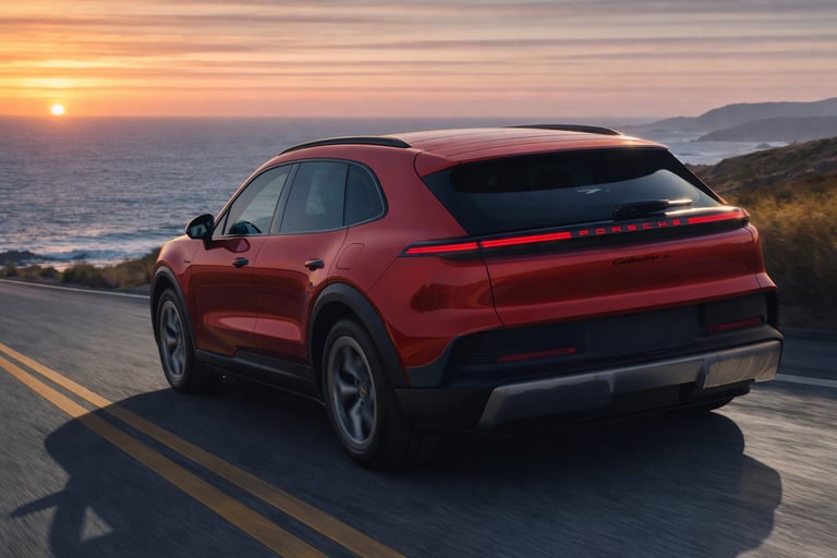 Traseira do novo Porsche Cayenne Electric S com 657 cv e autonomia de até 650 km