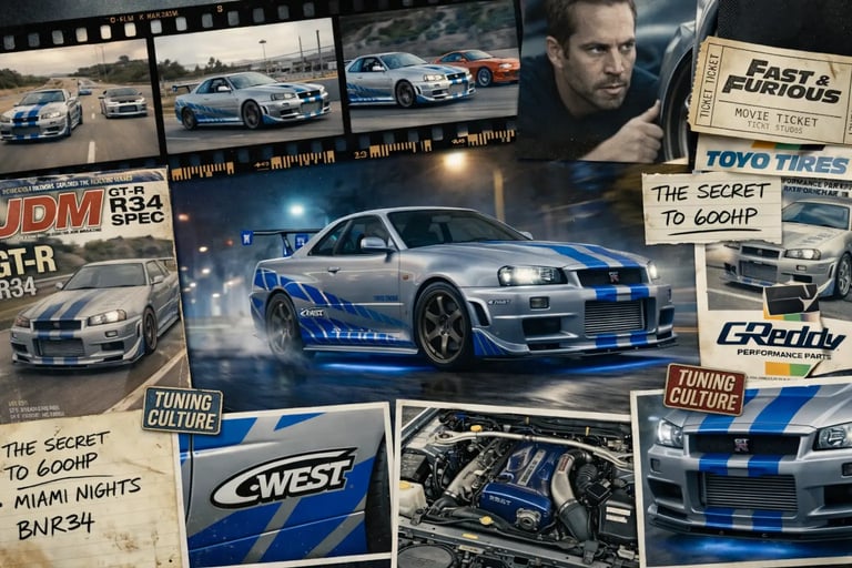 skyline do brian GT-R R34 com modificações tuning e detalhes do motor RB26DETT