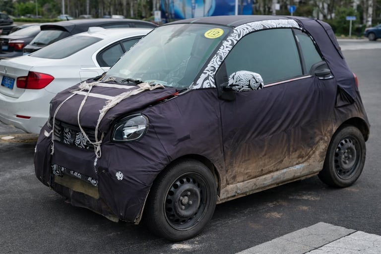 Smart #2 elétrico 2026 protótipo camuflado flagrado em estacionamento