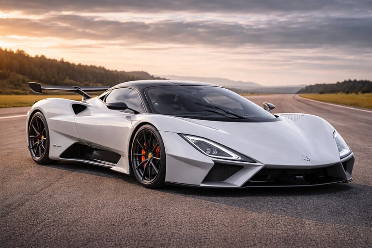 SSC Tuatara hipercarro em pista destacando design aerodinâmico
