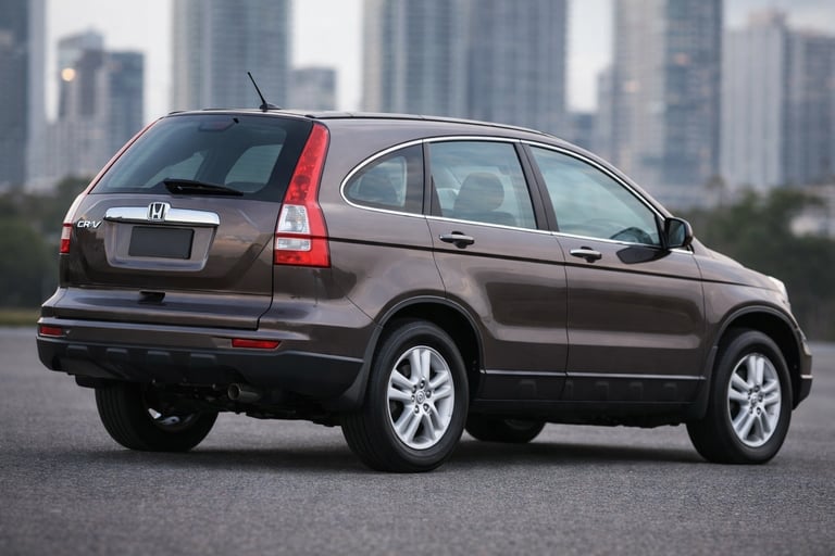 SUV médio visto de traseira em estrada urbana com design robusto e proposta familiar