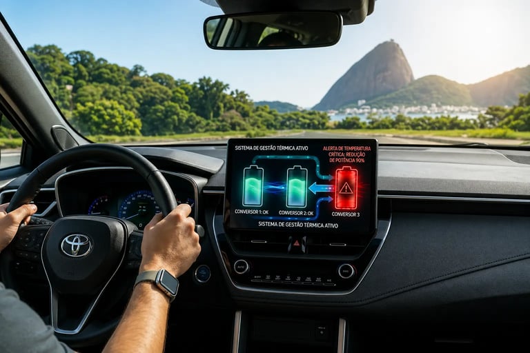 Tela de carro da Toyota exibindo controle inteligente de calor