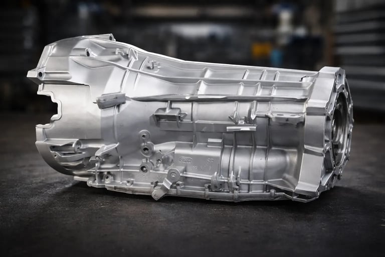 Transmissão automática da Ford F-150 em detalhe, componente envolvido no recall por falha de troca