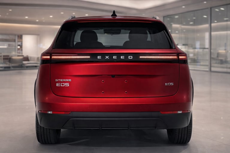 Traseira do novo SUV híbrido da Chery Exeed Sterra E05 com autonomia impressionante