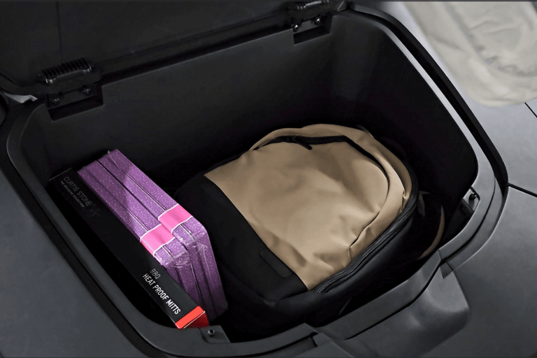 BYD Seal Frunk loaded with backpack and books