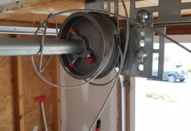 photo of damaged garage door spring in corpus Christi, texas