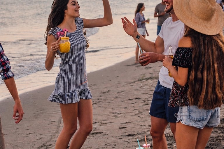 Mode StereoTogether avec deux enceintes JBL Charge 6 connectées sur la plage