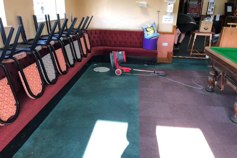 sports venue before and after cleaning 
