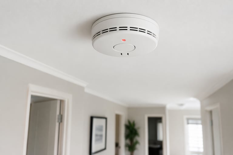 Smoke alarm installed on ceiling in Gold Coast home