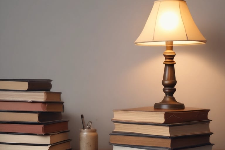 books with lamp
