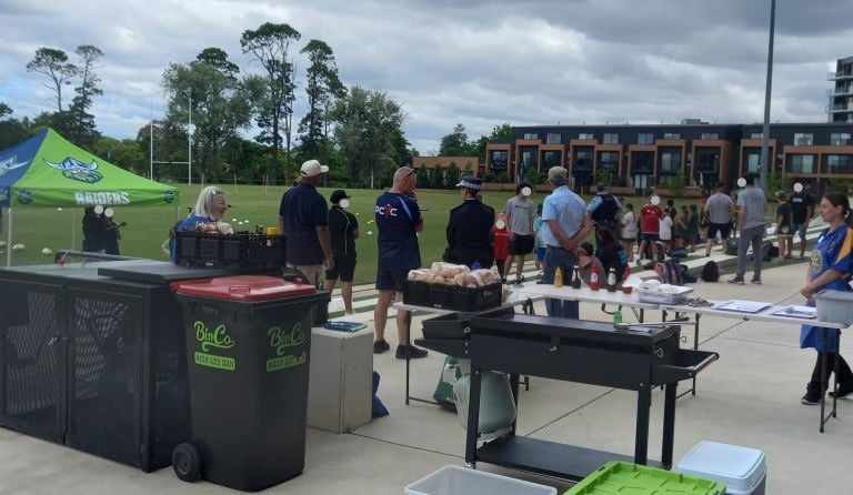 The Raiders supporting the Fit For Life Program, at their home ground