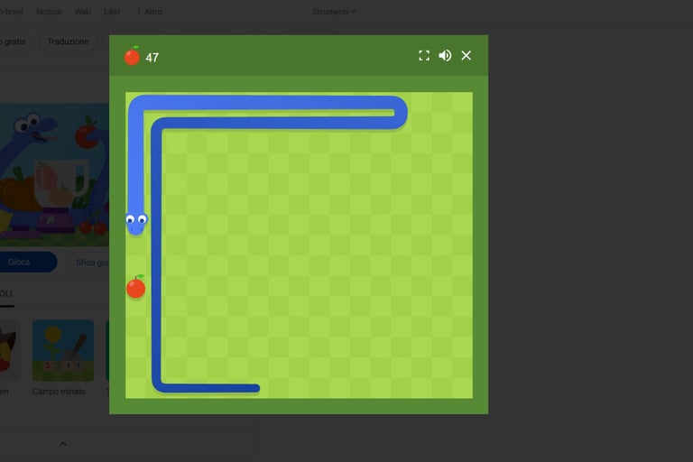 gameplay di Snake su Google.