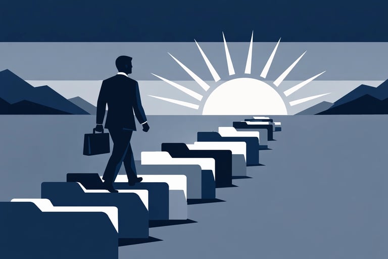 A professional office setting showing a healthcare administrator reviewing complex enrollment docume