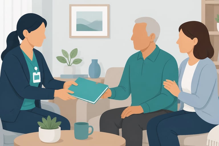 Flat-style vector illustration of a healthcare professional handing the mandatory election addendum