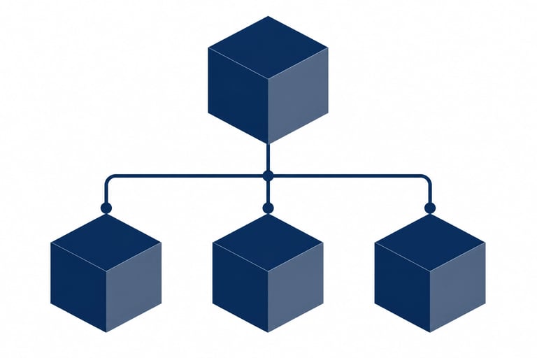 A strategic vector diagram showing a corporate holding structure hierarchy for home health or hospic