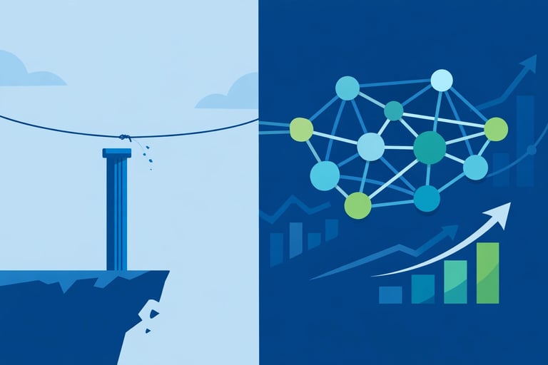 Side-by-side comparison chart showing "high-volume, low-loyalty" referral sources versus "strategic,
