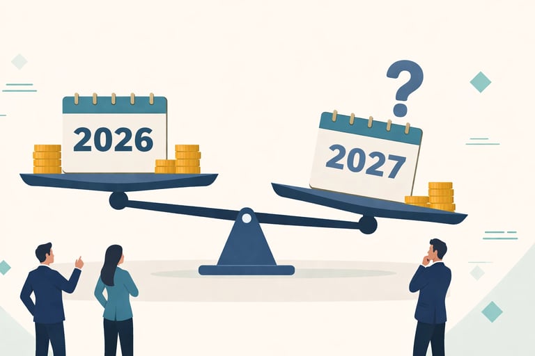 Chart comparing home health or hospice agency valuation scenarios based on timing and market conditi