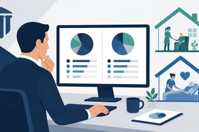 Flat-style vector illustration showing a minimalist growth chart where the upward trend is composed 
